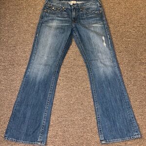 True Religion vintage Rhinestone Flap Pocket bootcut Lowrise jeans 34 x 32